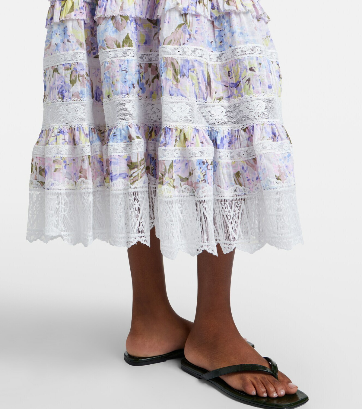 Zimmermann Solstice Tiered floral cotton midi dress