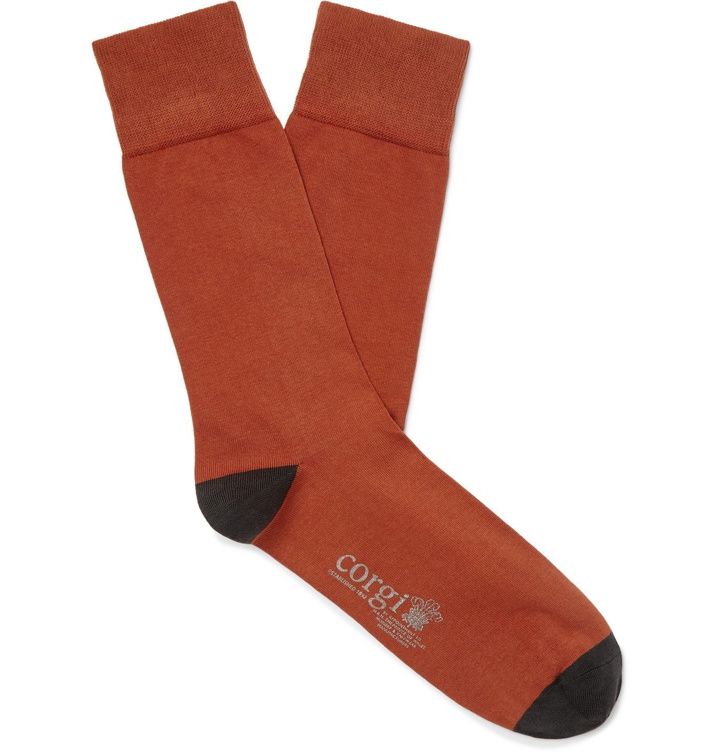 Photo: Kingsman - Corgi Colour-Block Cotton-Blend Socks - Orange
