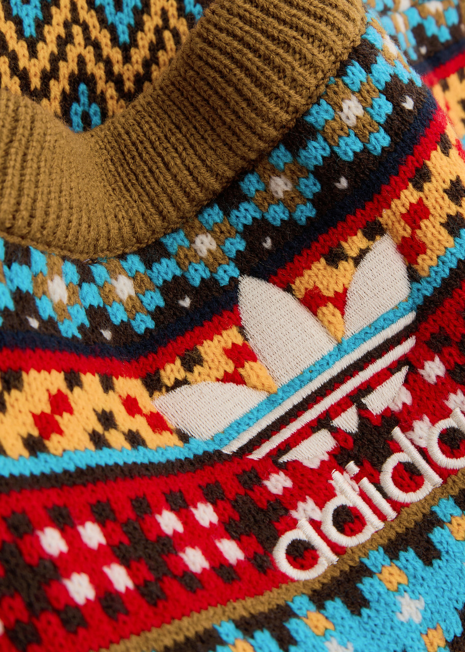 Adidas X Wales Bonner Logo Intarsia Knitted Vest Multicoloured