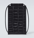 Maison Margiela Croc-effect leather phone pouch