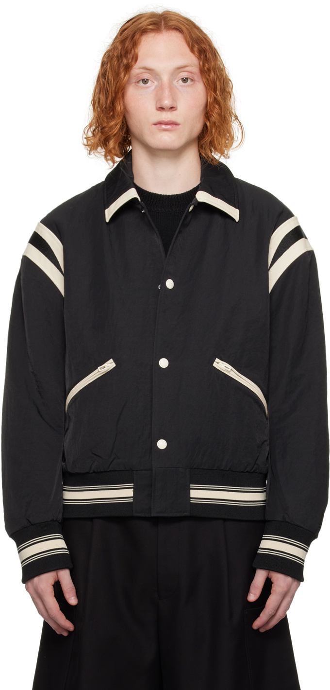 Emporio Armani Black Spread Collar Bomber Jacket