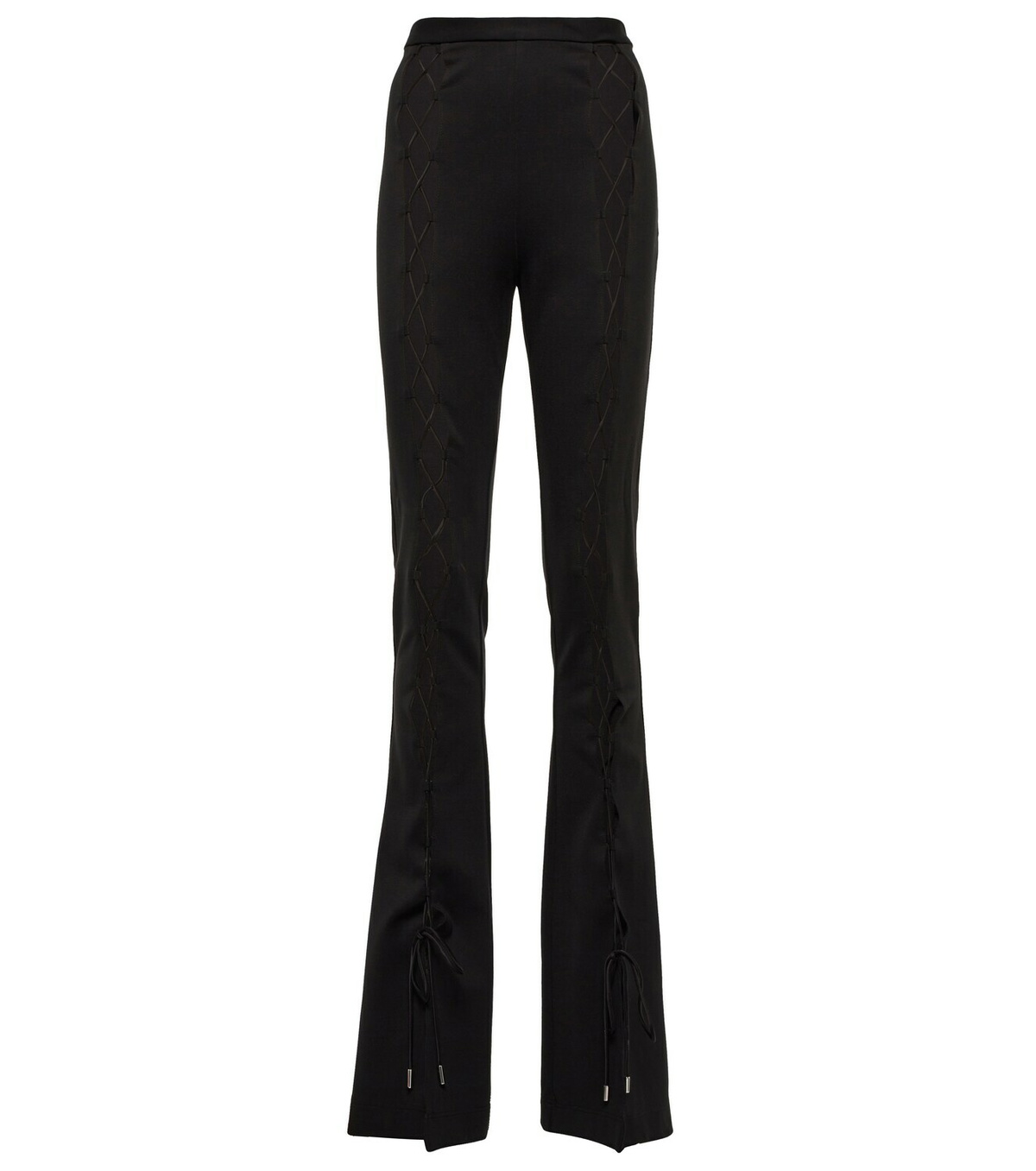 David Koma Lace-up cotton jersey flared pants