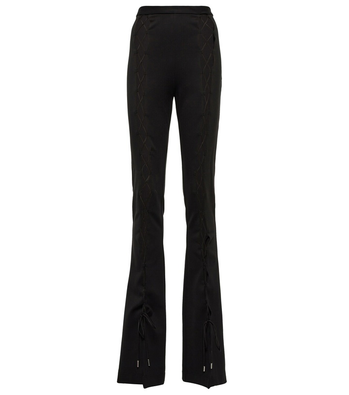 Photo: David Koma Lace-up cotton jersey flared pants