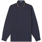 Fred Perry Authentic Men's Long Sleeve Twin Tipped Polo Shirt in Navy/Nutflake