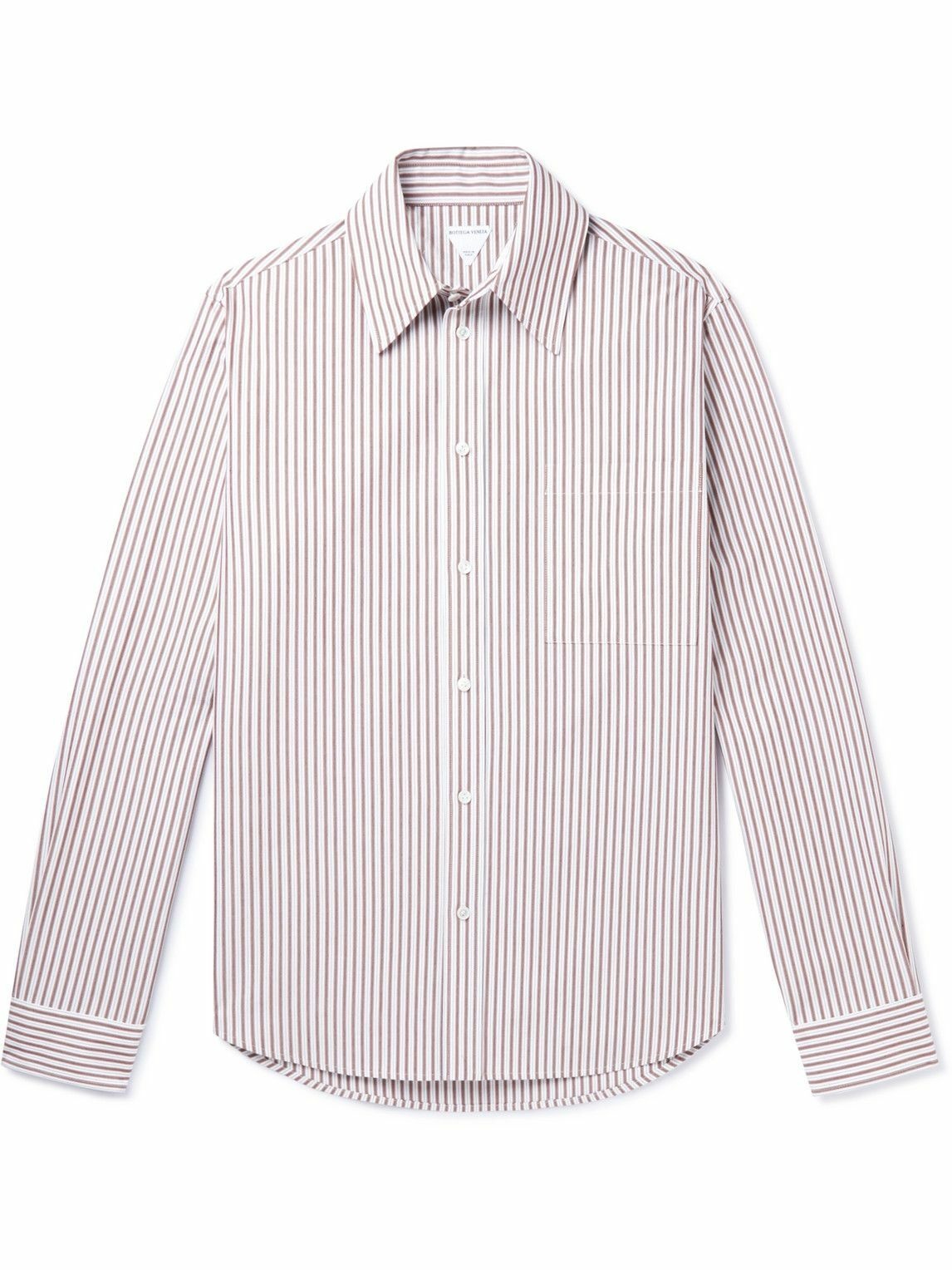 Photo: Bottega Veneta - Striped Cotton Shirt - Brown