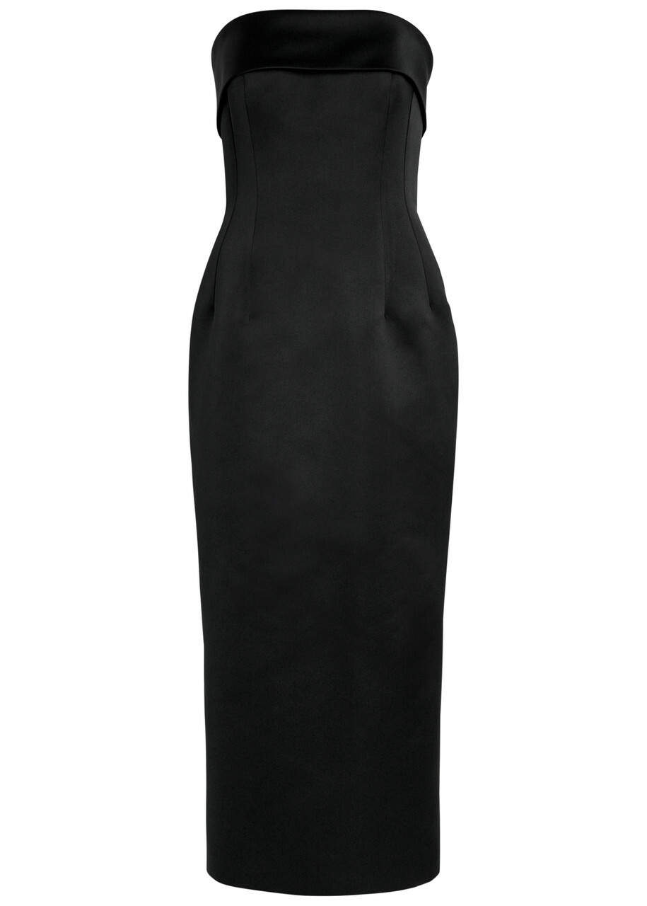 Emilia Wickstead Keeley Strapless Satin Midi Dress Black