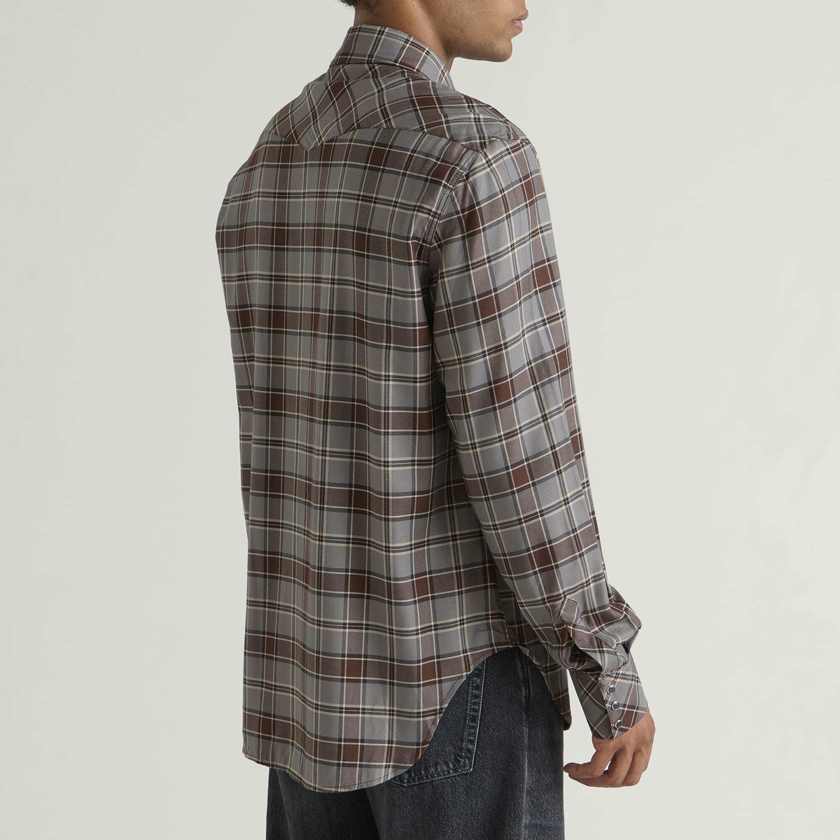 Acne Studios Men's Surrow Check Flannel Long Sleeve Shirt in Multi Grey