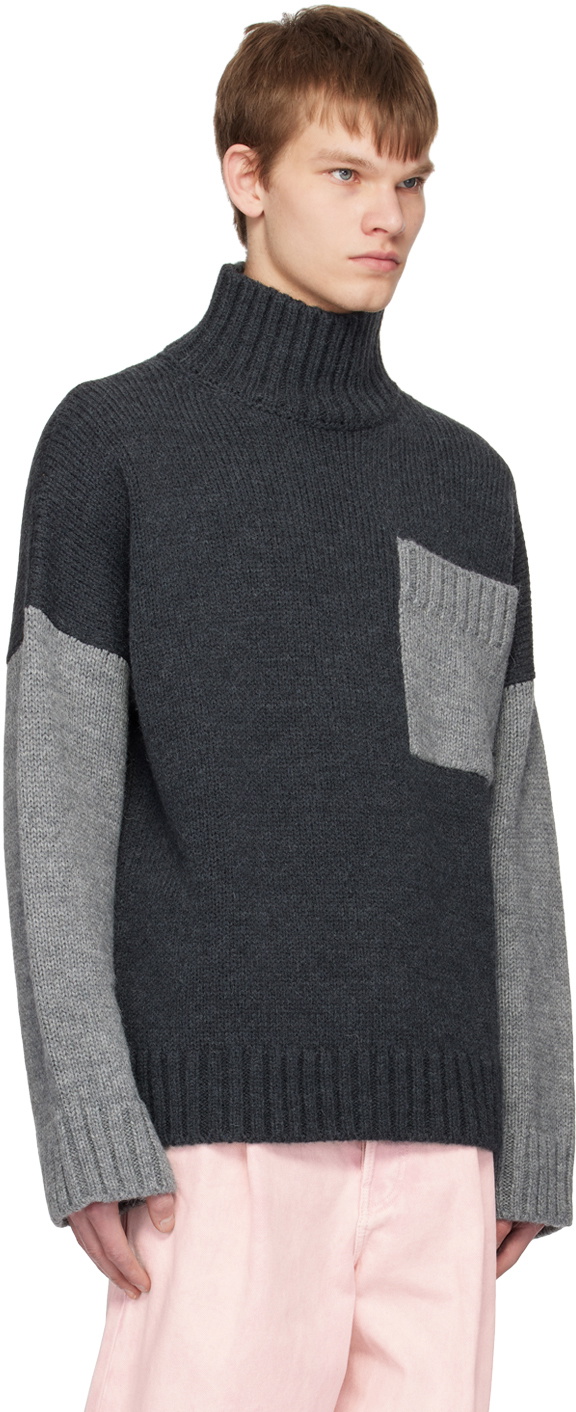JW Anderson Gray Patch Pocket Turtleneck JW Anderson JW Anderson Gray Patch Pocket Turtleneck JW Anderson