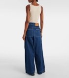 Plan C Mid-rise denim wide-leg pants