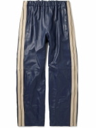 Marni - Straight-Leg Striped Leather Trousers - Blue