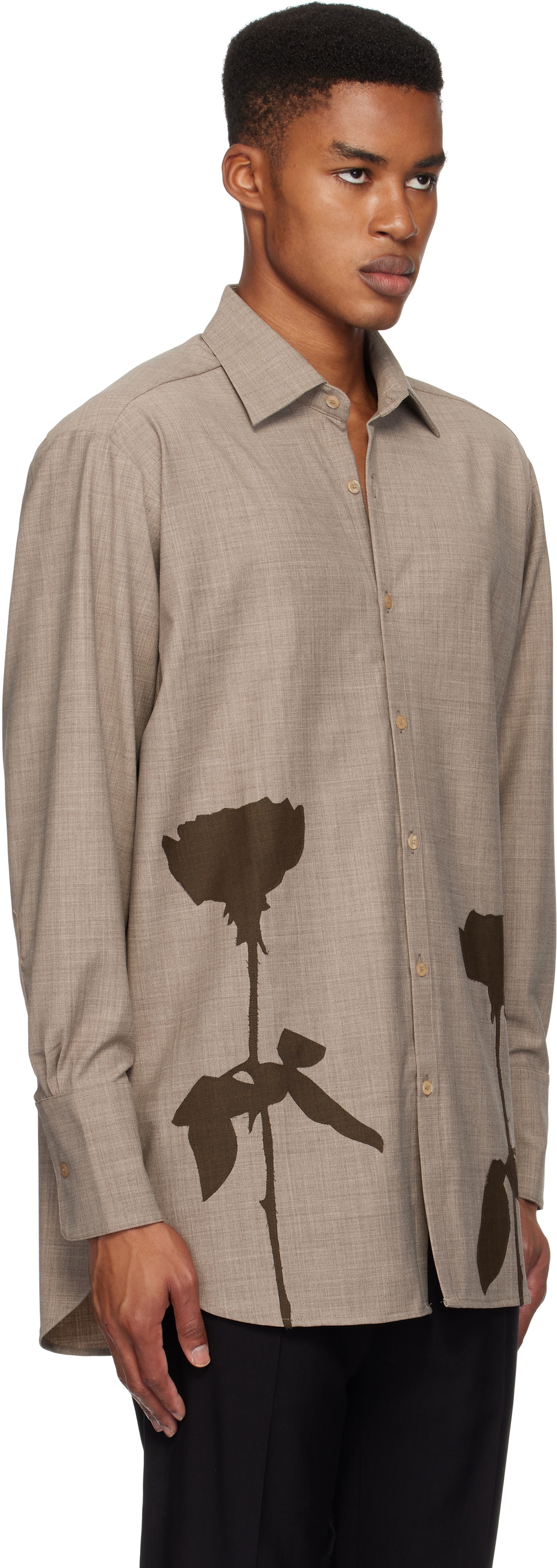 Ludovic de Saint Sernin Beige & Brown Go To Flower Shirt