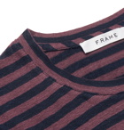 FRAME - Refined Striped Slub Linen T-Shirt - Blue