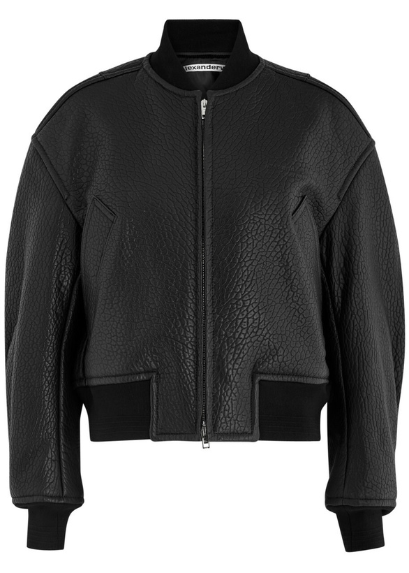Photo: Alexander Wang Padded Pebbled Leather Bomber Jacket Black
