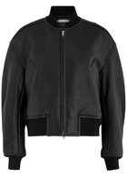 Alexander Wang Padded Pebbled Leather Bomber Jacket Black