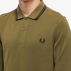 Fred Perry Authentic Men's Long Sleeve Twin Tipped Polo Shirt in Uniform Green/Black