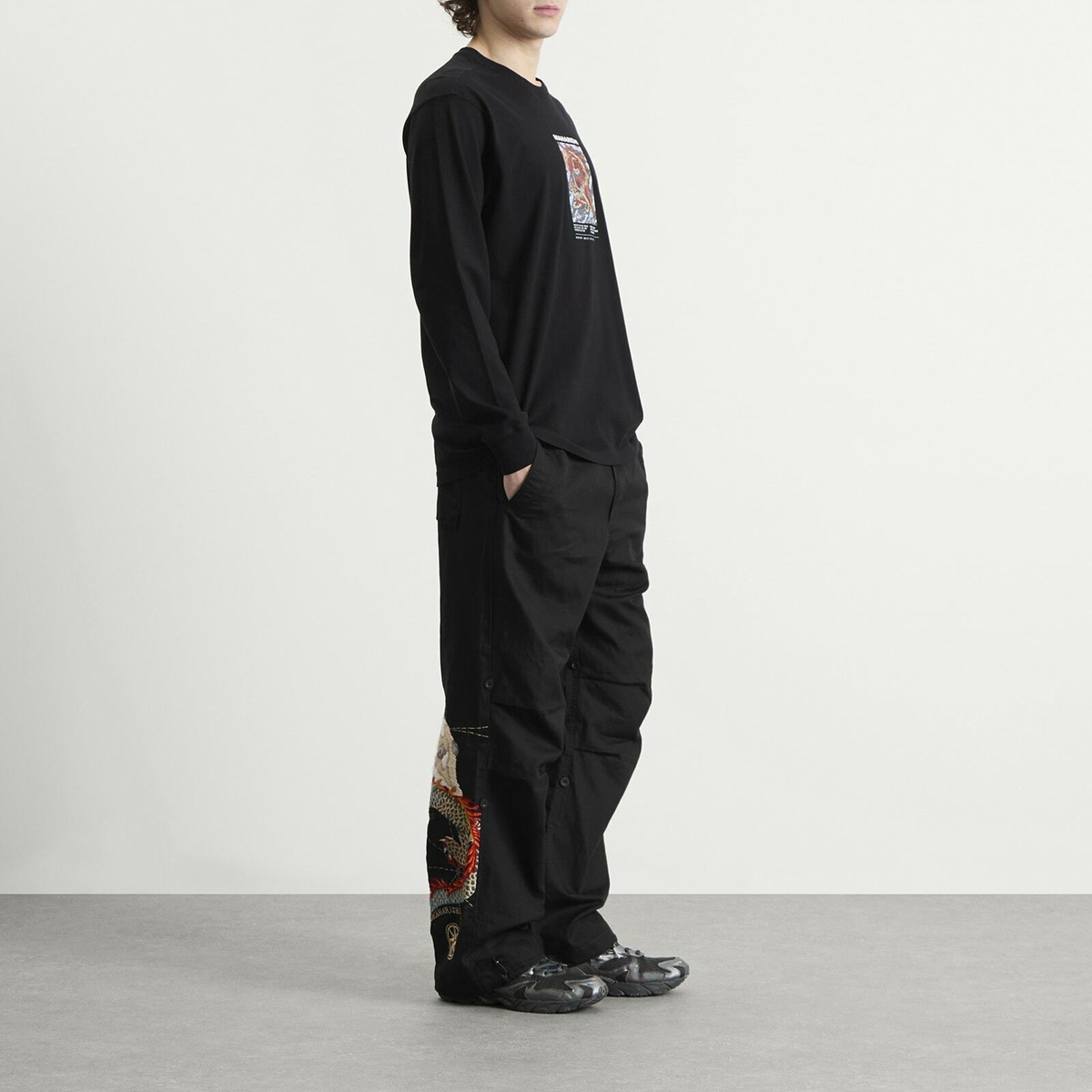 Maharishi Men's Polar Bear Chimera Embroidered Loose Snopants in Black