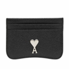 AMI Paris Men's Silver Heart Card Holder in Black/Silver 