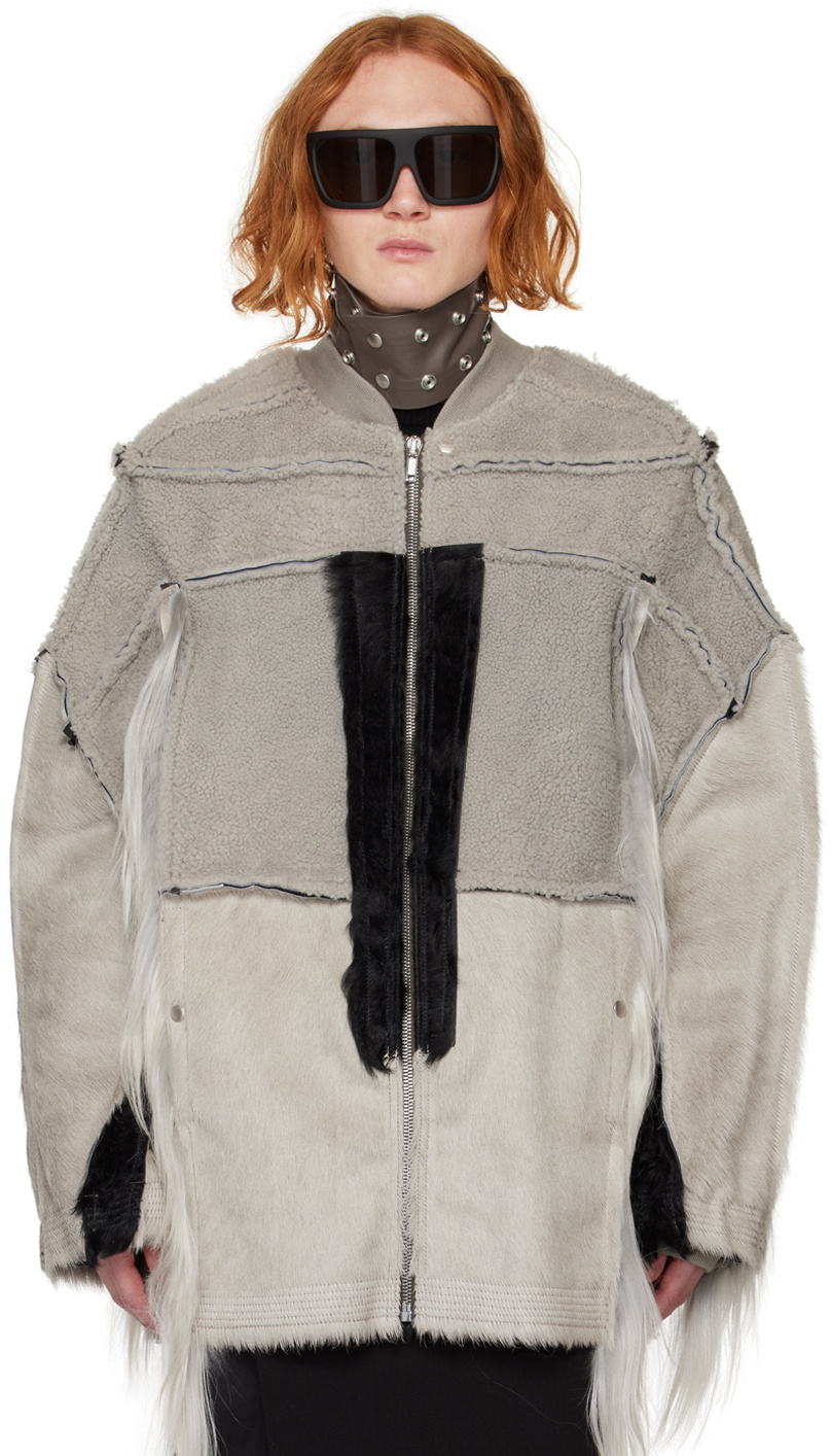 Rick Owens Off-White Collage Shearling Jacket Rick Owens