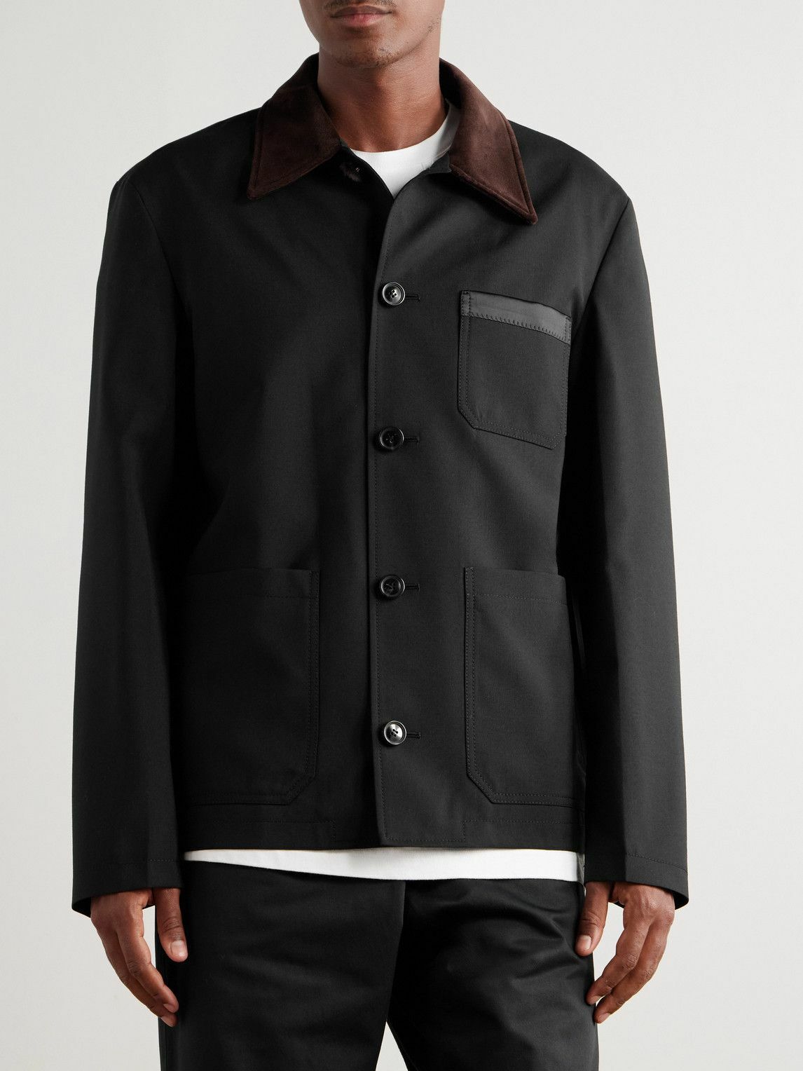 Marni - Cotton Velvet and Satin-Trimmed Grain de Poudre Wool Jacket - Black