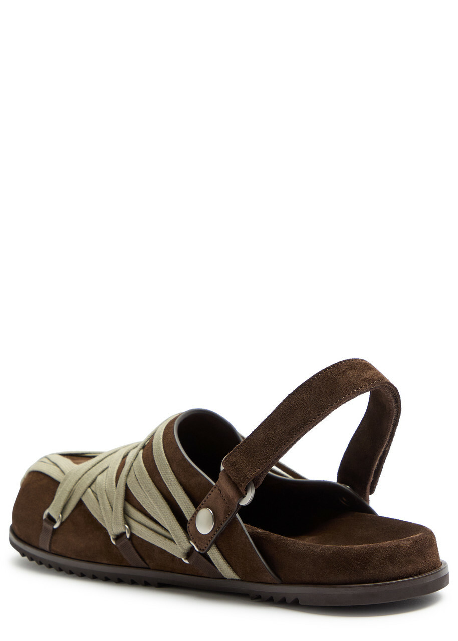 Rick Owens Mega Lace Suede Mules Brown