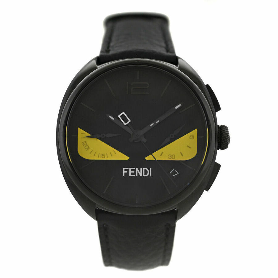 Fendi Momento Bugs Quartz Black Dial Mens Watch Momento Bugs