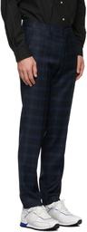 Boss Navy & Blue Wool Check Trousers