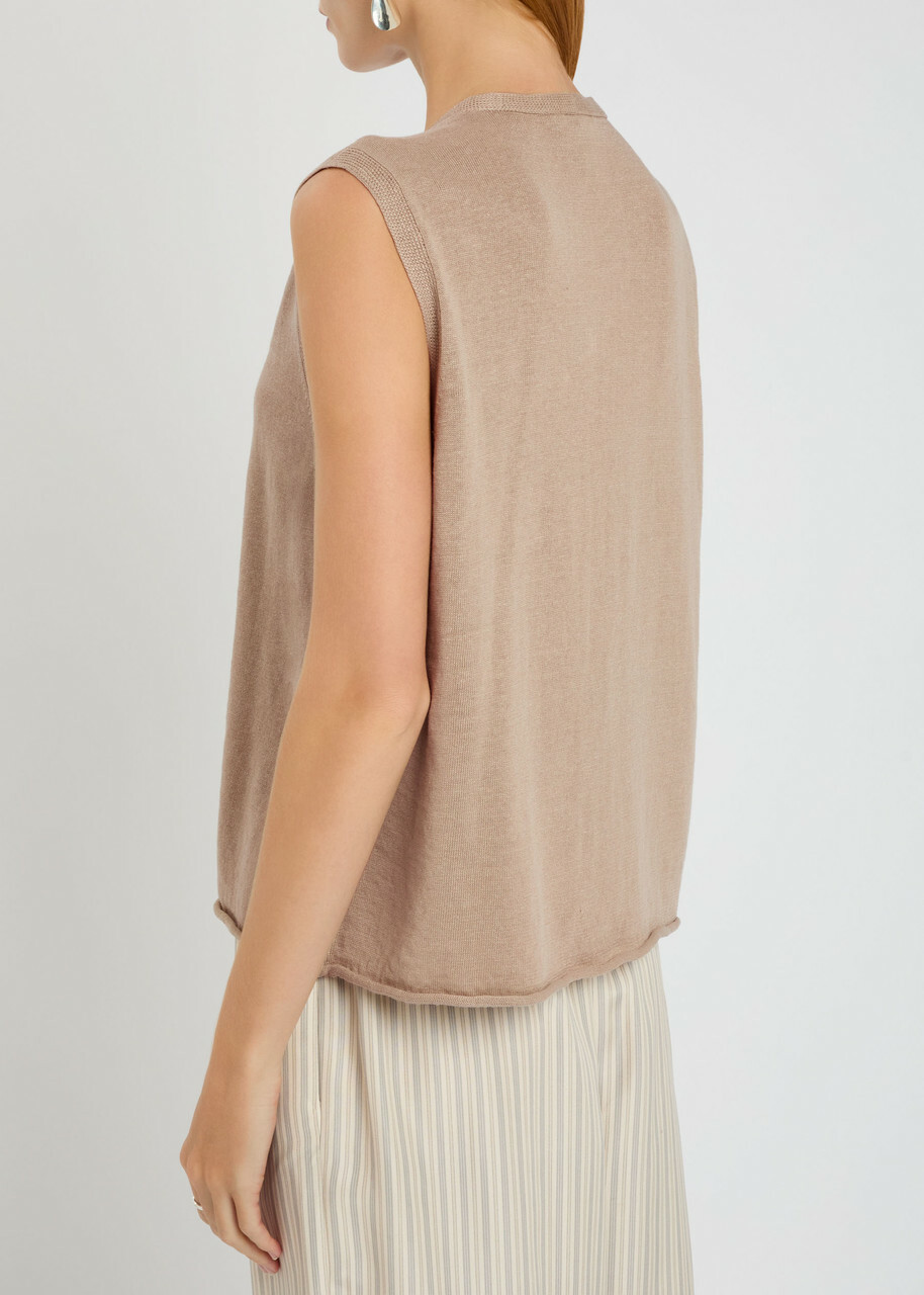Eileen Fisher Linen and Cotton-blend Knit Vest Natural