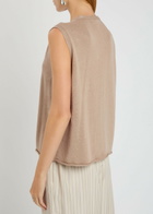 Eileen Fisher Linen and Cotton-blend Knit Vest Natural
