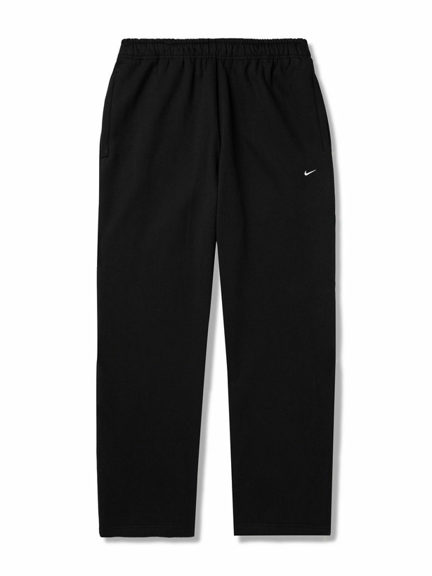 Photo: Nike - Solo Swoosh Straight-Leg Cotton-Blend Jersey Sweatpants - Black