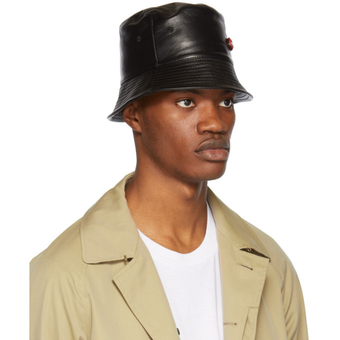 Alexander McQueen Black Lambskin Bucket Hat Alexander McQueen