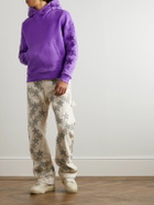 AMIRI - Pigment Spray Star Leather-Trimmed Cotton-Jersey Hoodie - Purple