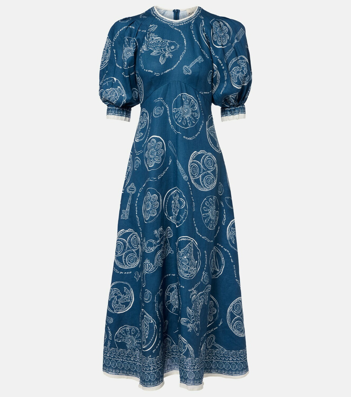 Alémais Lucky printed linen midi dress