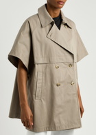 Herno Double-breasted Cotton Trench Cape Taupe