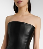 Alex Perry Strapless leather midi dress