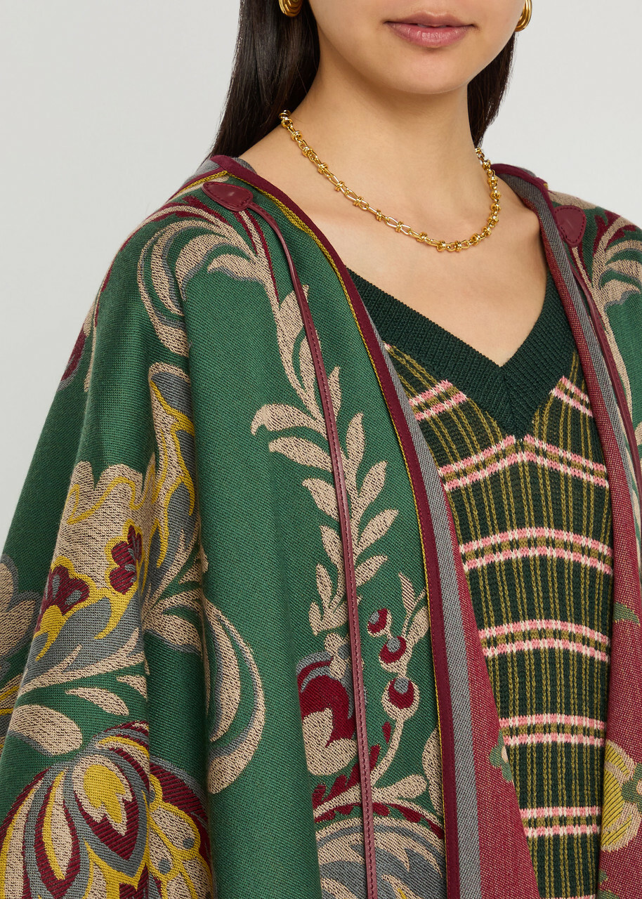 Etro Hooded Jacquard Wool-blend Cape - Multi Print - One Size