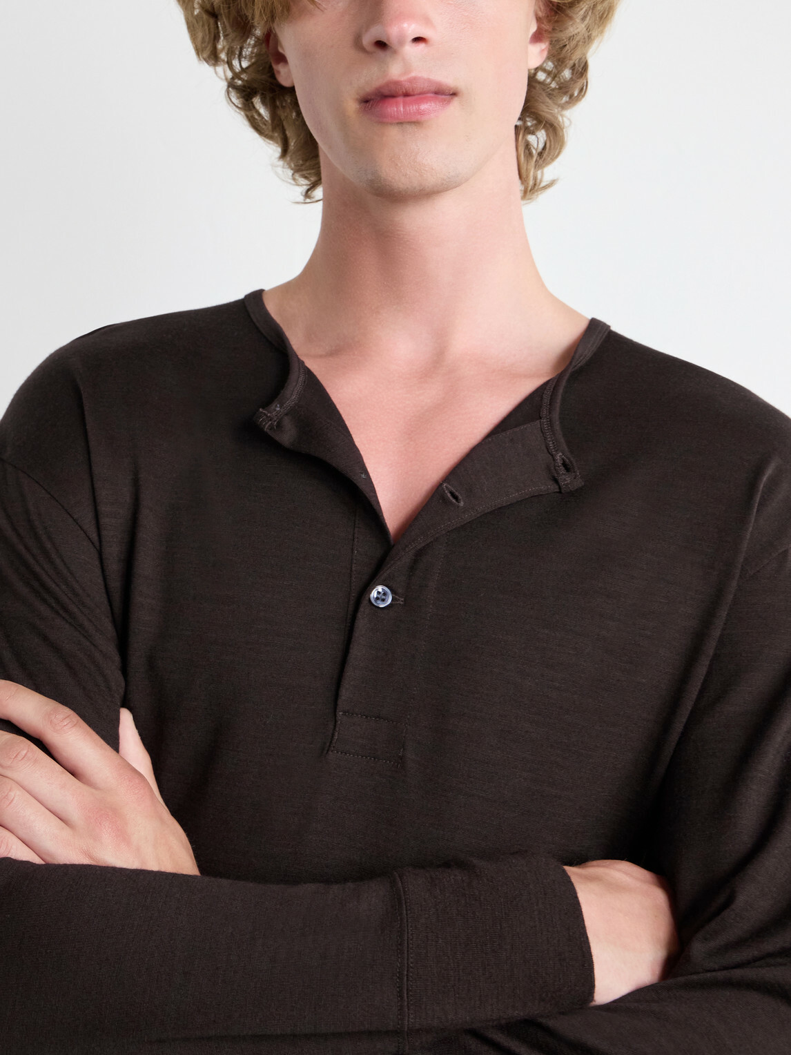 Studio Nicholson - Cotton-Jersey Henley T-Shirt - Brown