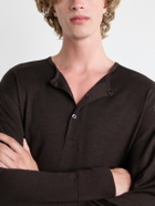 Studio Nicholson - Cotton-Jersey Henley T-Shirt - Brown
