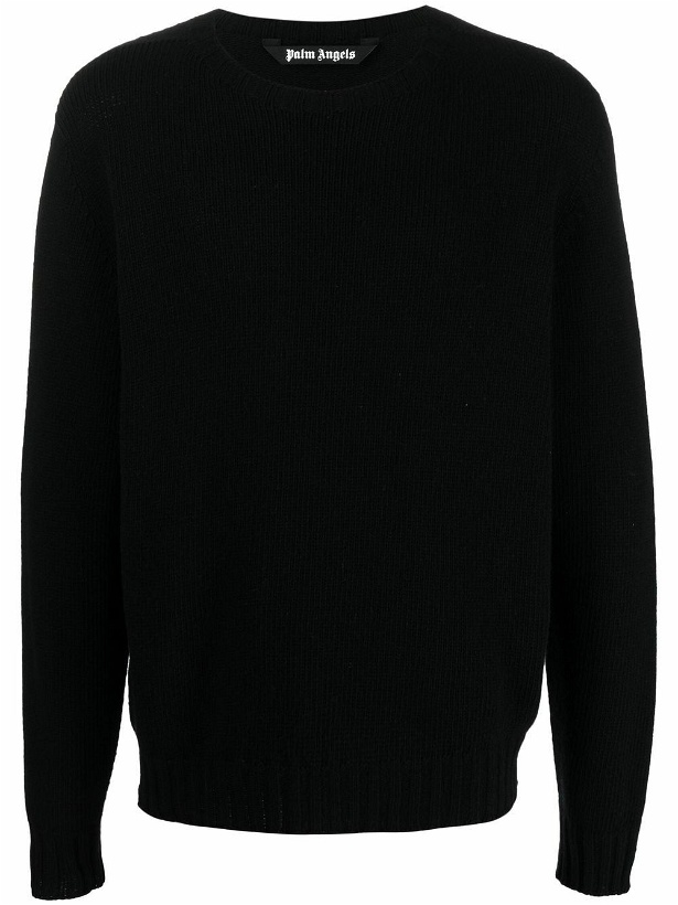 Photo: PALM ANGELS - Curved Logo Wool Sweater