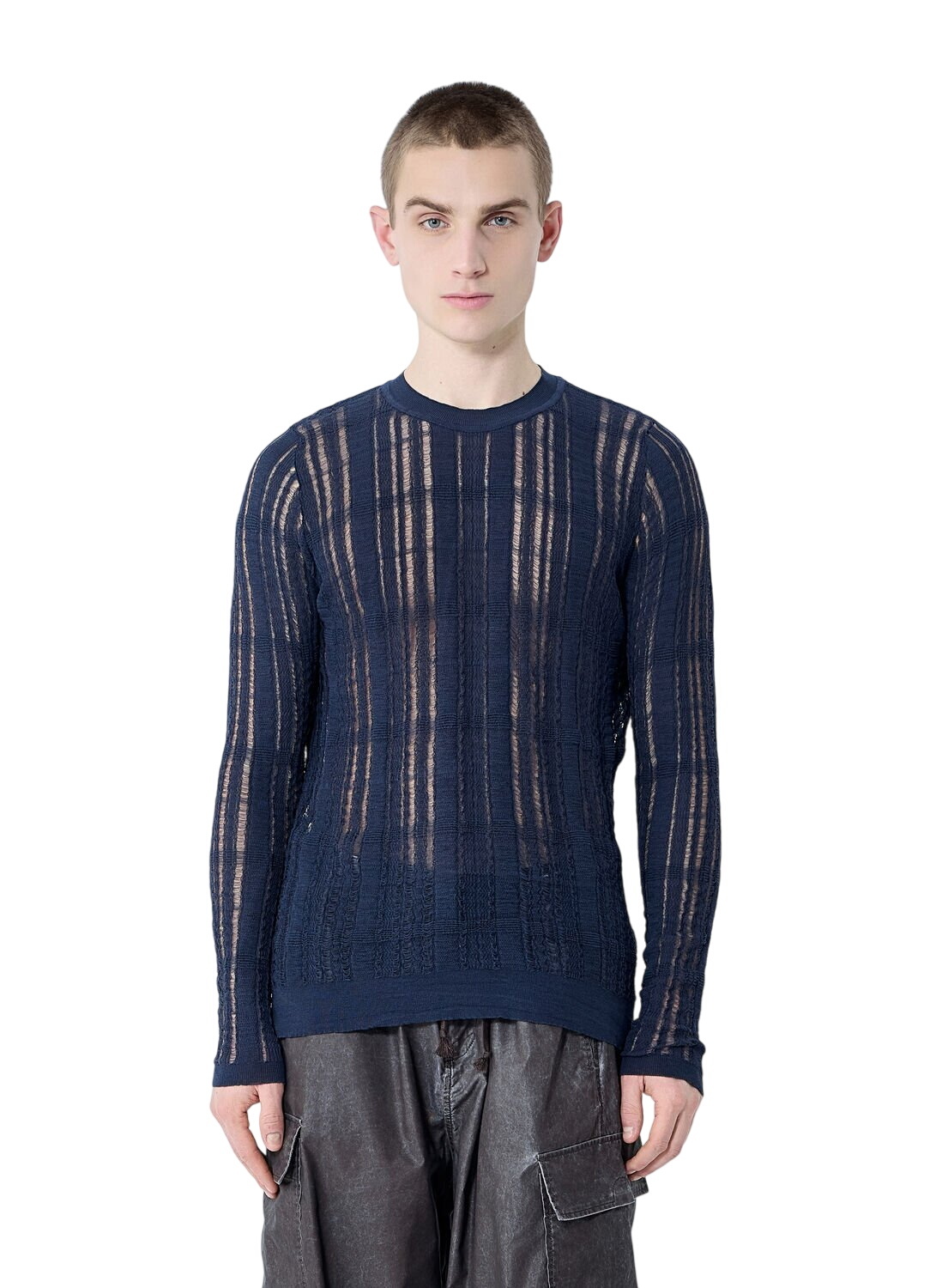 Our Legacy Men's Sonar V Neck Knit Sweat in Ash Melange Stately