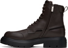 Ferragamo Brown Maxi-Tongue Combat Boots