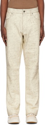 GUESS USA Off-White Crackle Leather Pants