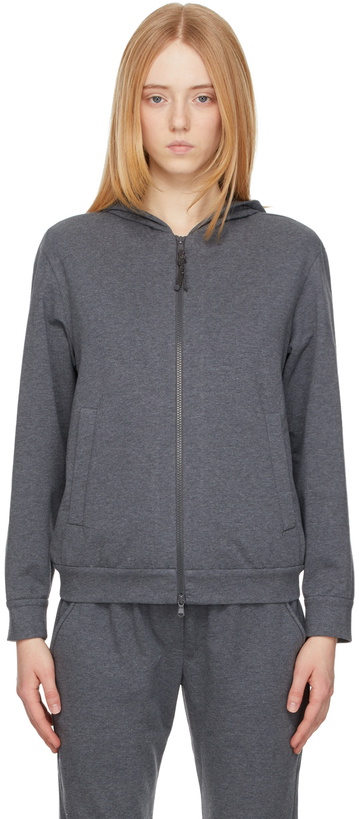 Photo: Brunello Cucinelli Grey Jersey Zip-Up Hoodie