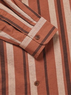 Nudie Jeans - Vincent Camping Camp-Collar Organic Cotton and Linen-Blend Shirt - Orange