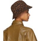 GANNI Black and Brown Leopard Bucket Hat