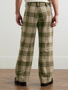 Burberry - Straight-Leg Zip-Detailed Checked Wool Trousers - Green
