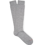 Loro Piana - Mélange Stretch-Cashmere Over-the-Calf Socks - Men - Gray