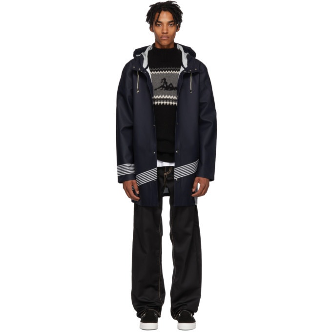 Photo: Band of Outsiders Navy Striped Stockholm Raincoat