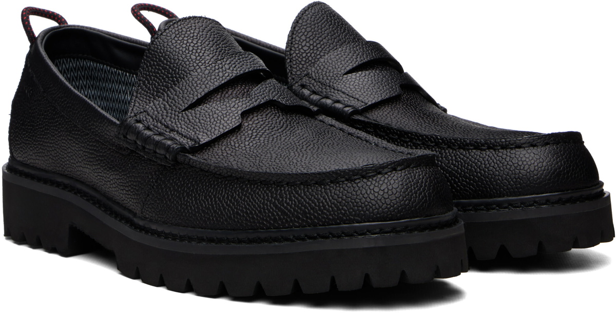 Hugo Black Grained Leather Lug-Sole Loafers