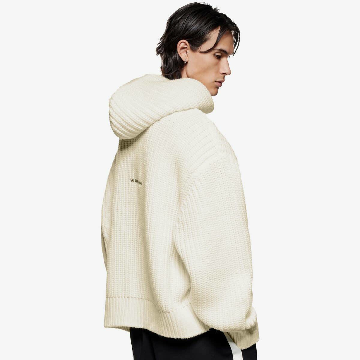 MKI Men's Chunky Rib Knit Hoodie in Off White MKI Miyuki-Zoku