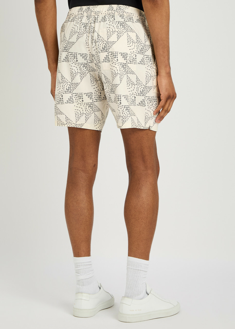 Paige Elijah Printed Cotton-blend Shorts Grey